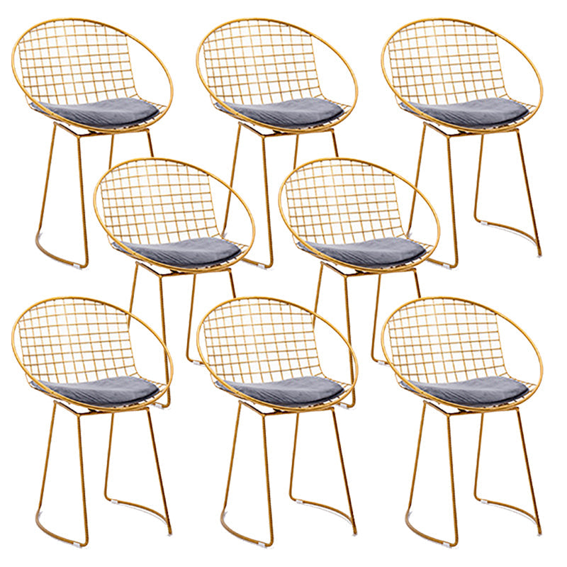 Metal Kitchen Dining Arm Chairs Glam Upholstered Dining Chairs Gray 8 Piece Set Brass Gold Clearhalo 'Dining Chairs' 'Dining Tables & Seating' 'dining_chair' 'furn' 'furn_dining_chair' 'Furniture' 'Kitchen & Dining Furniture' 6418421