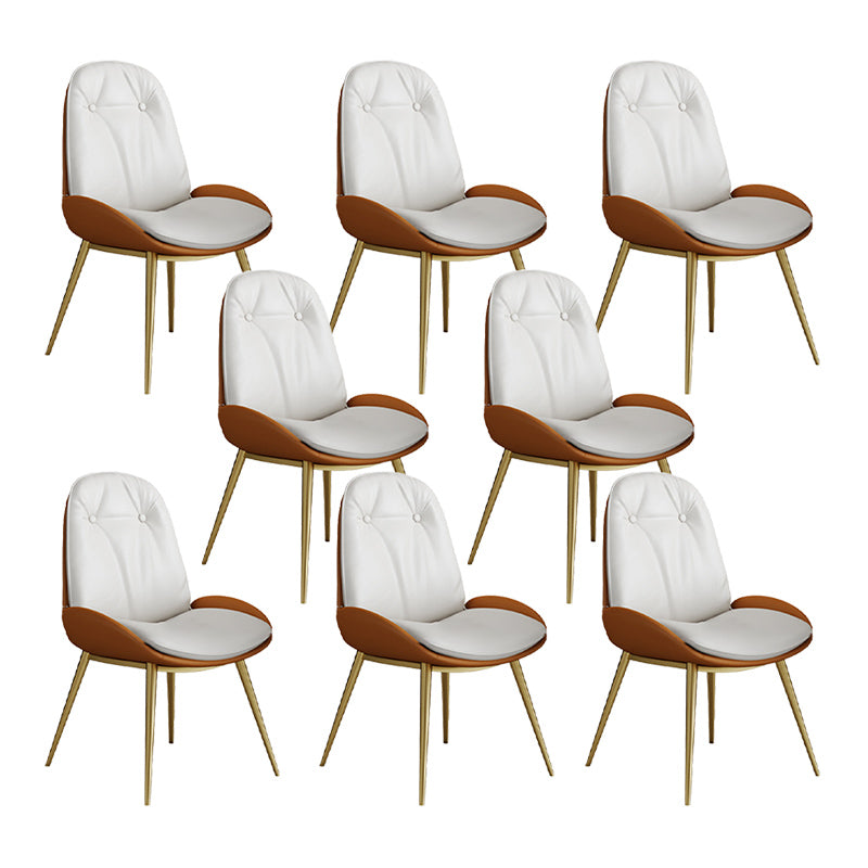 Glam Parsons Chair Faux Leather Kitchen Dining Chair with Metal Legs