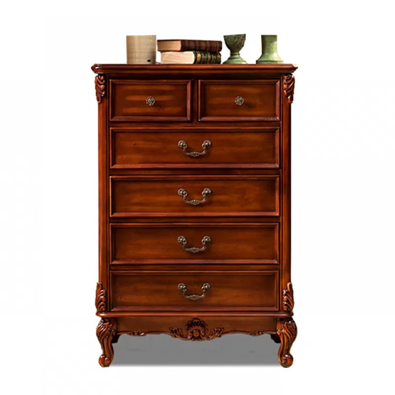 Traditional Rubber Wood Storage Chest Bedroom Chest with Drawers