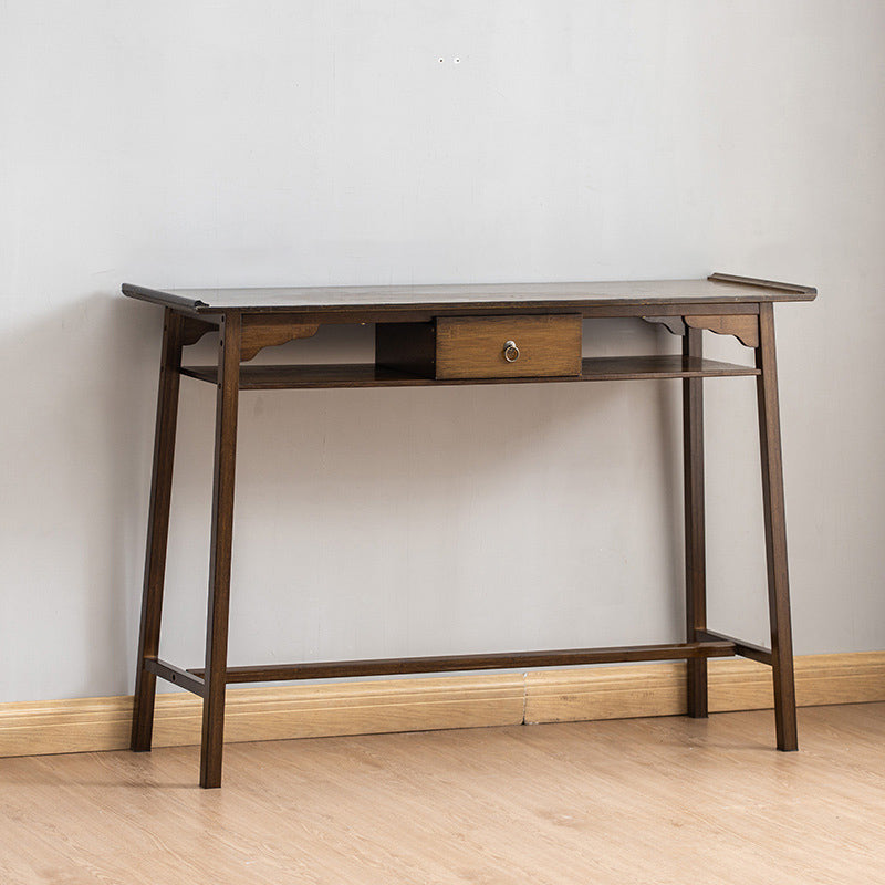 Mesa de consola moderna de mediados de siglo Mesa de consola de rectángulo de madera maciza marrón oscuro