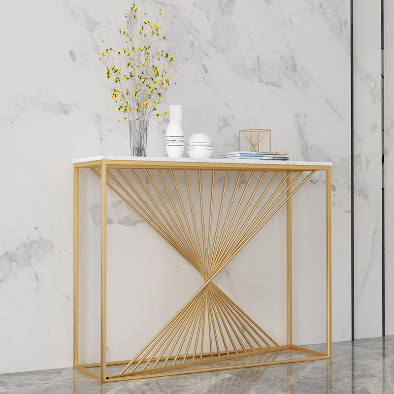 Contemporary Console Accent Table Antique Finish Console Sofa Table in Marble