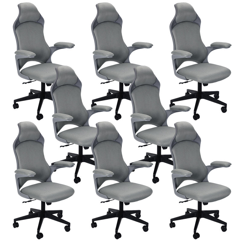 Modern Desk Chair Mesh Conference Chair High-Back Chair in Gray 8 Piece Set Clearhalo 'furn' 'furn_office_chair' 'Furniture' 'Office Chairs' 'Office Furniture' 'office_chair' 6424022