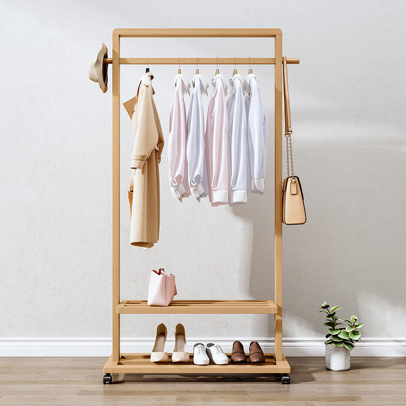 Rack de manteau de style moderne Bamboo solide étagères à double couche autoritaire.