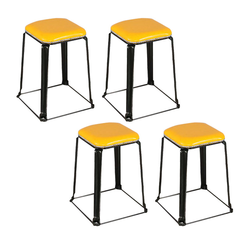 Modern Square Poof Solid Water Resistant Faux Leather Poof with Nailhead Trim Yellow 4 Piece Set Clearhalo 'furn' 'furn_ottomans_poufs' 'Furniture' 'Living Room Furniture' 'Ottomans & Poufs' 'ottomans_poufs' 6424986