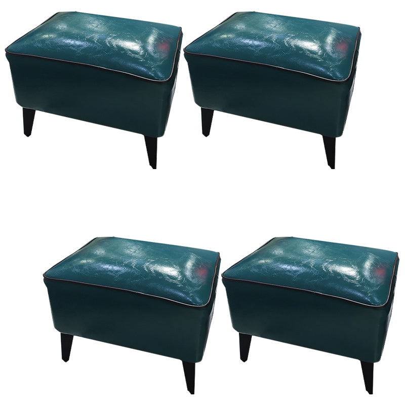 Mid-Century Modern Pouf Ottoman Faux Leather Upholstered Rectangle Ottoman with Chair Legs Dark Green 4 Piece Set Clearhalo 'furn' 'furn_ottomans_poufs' 'Furniture' 'Living Room Furniture' 'Ottomans & Poufs' 'ottomans_poufs' 6425155