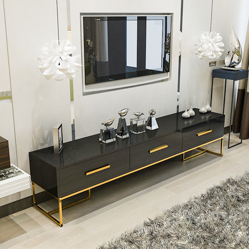 Glam TV Media Stand Wood 16" W Enclosed Storage TV Stand Console with Drawers 79"L x 16"W x 18"H Black Clearhalo 'furn' 'furn_tv_stands_entertainment_centers' 'Furniture' 'Living Room Furniture' 'TV Stands & Entertainment Centers' 'TV Stands & Media Storage Furniture' 'tv_stands_entertainment_centers' 6426087