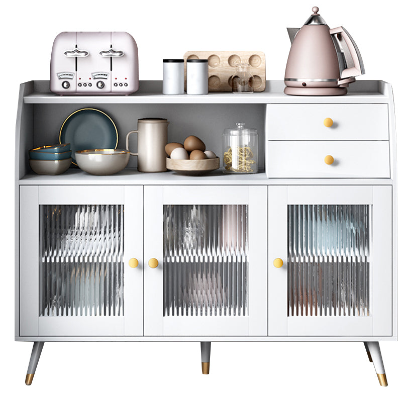 Stegno a buffet in legno in stile contemporaneo con armadi e cassetti