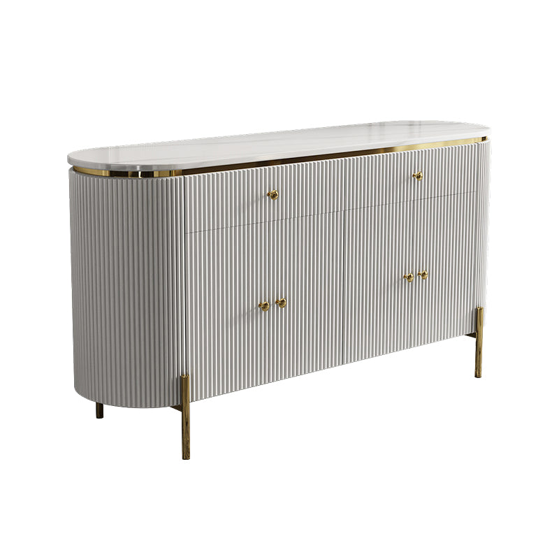 Glam Style Sideboard Buffet Faux Marble Cabinets Buffet Sideboard 55"L x 16"W x 31"H White Clearhalo 'buffet_sideboard' 'Buffets & Sideboards' 'furn' 'furn_buffet_sideboard' 'Furniture' 'Kitchen & Dining Furniture' 6427228