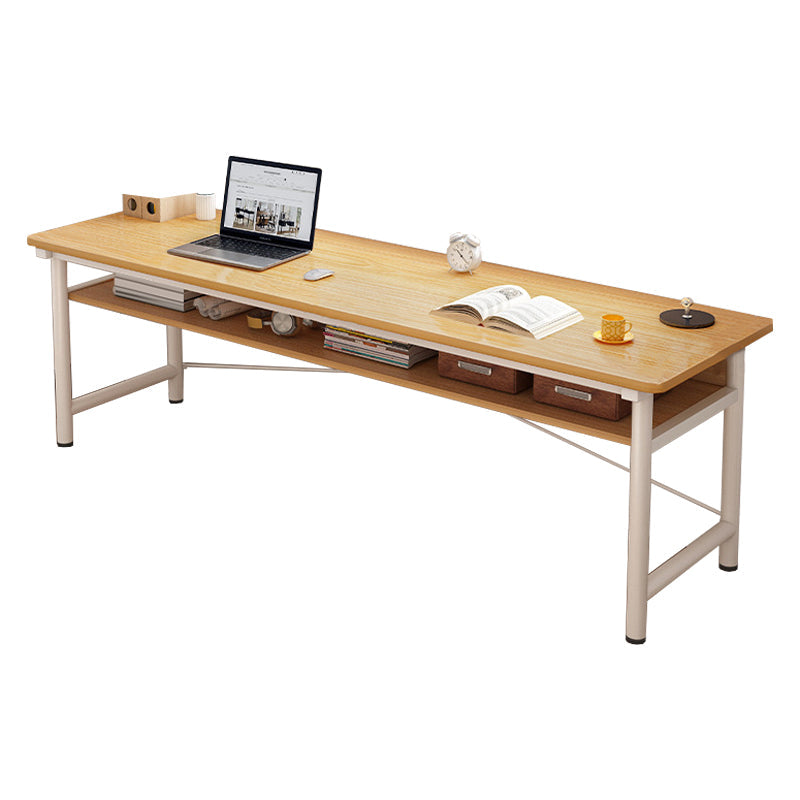 Modern Wooden Office Desk Rectangular Writing Desk with Shelf 63"L x 20"W x 29"H Natural Shelves Clearhalo 'furn' 'furn_office_desk' 'Furniture' 'Office Desks' 'Office Furniture' 'office_desk' 6428734