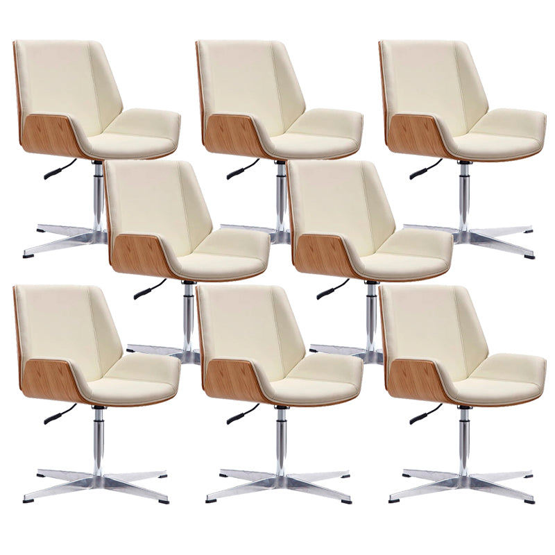 Contemporary Office Chair Faux Leather Task Mid Back Chair with Wheels