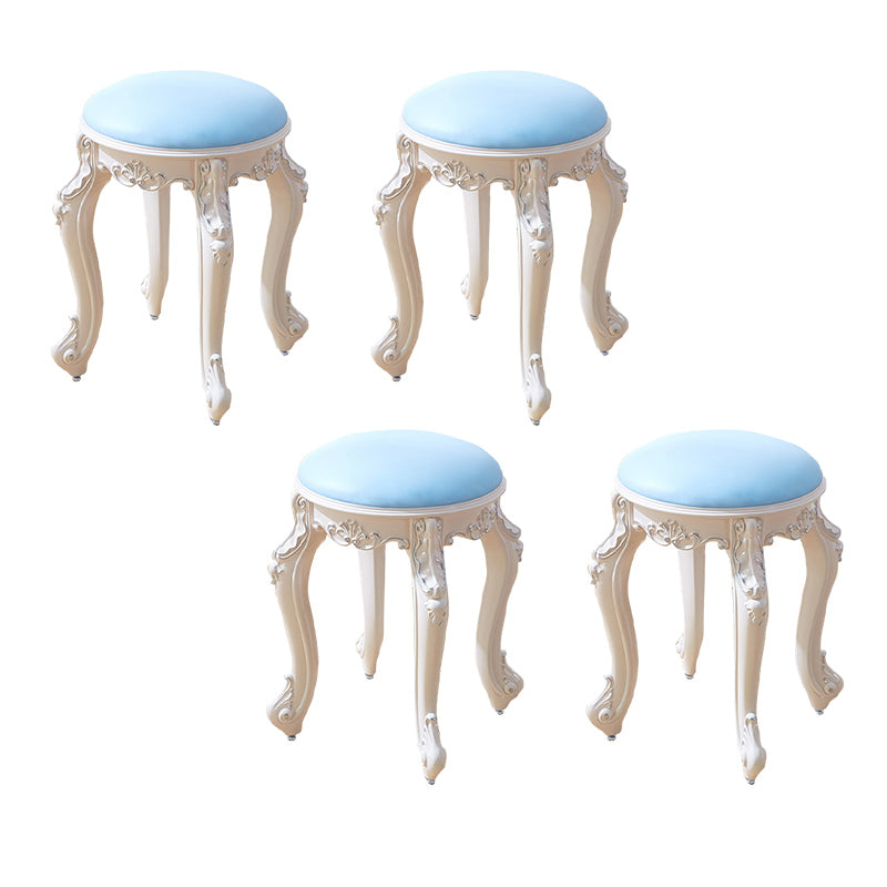 Leather Pouf Stool Craving Upholstered Round Water Resistant Modern Pouf Blue 4 Piece Set Silver Clearhalo 'furn' 'furn_ottomans_poufs' 'Furniture' 'Living Room Furniture' 'Ottomans & Poufs' 'ottomans_poufs' 6431515