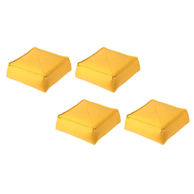 Modern Pouf Ottoman Leather Upholstered Solid Color Tear Resistant Square Ottoman Yellow 4 Piece Set Clearhalo 'furn' 'furn_ottomans_poufs' 'Furniture' 'Living Room Furniture' 'Ottomans & Poufs' 'ottomans_poufs' 6431564