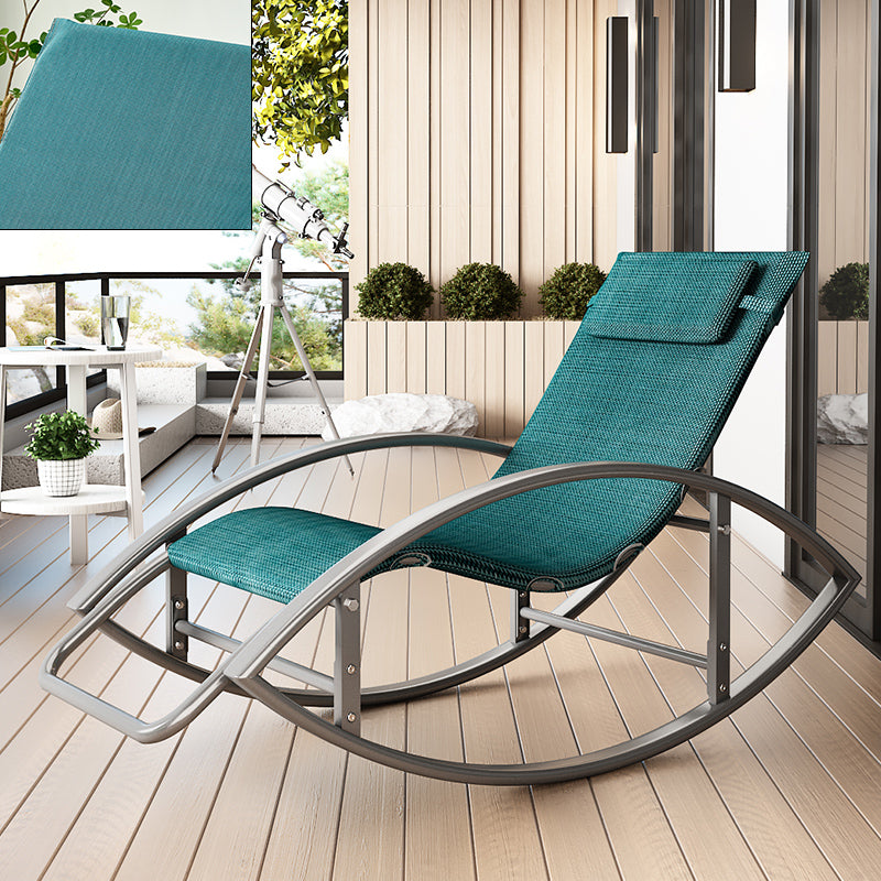 Contemporary Rocker Chair Metal Frame Water Resistant Fabric Rocker Chair with Pillow Blue Silver Clearhalo 'Chairs & Seating' 'furn' 'furn_rocking_chairs' 'Furniture' 'Living Room Furniture' 'Rocking Chairs' 'rocking_chairs' 6431987
