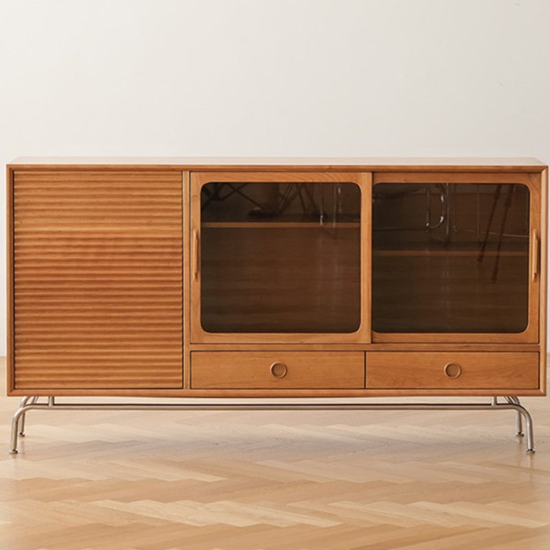 Porte di vetro scandinavo Visualizzazione armadio in pino armadio per soggiorno