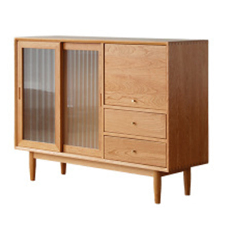 Porte di vetro scandinavo Visualizzazione armadio in pino armadio con porte per soggiorno