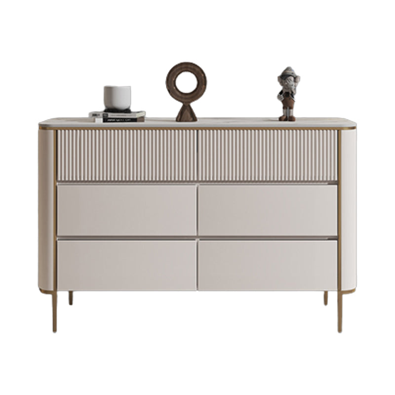 Horizontal Glam Stone Storage Chest Bedroom Chest in White with Drawers