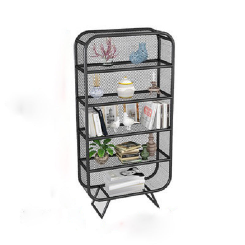 Glam Antique Finish Bookcase Metal Standard Bookshelf with Rectangular Shelves