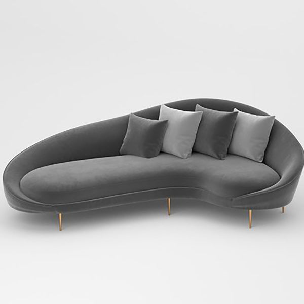 Solid Color Curved Loveseat Stain Resistant Sloped Arms Sofa