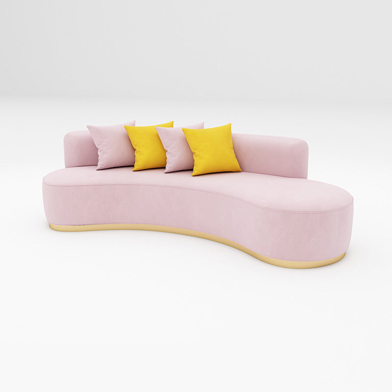 Contemporary Curved Settee Solid Color Tight Back Sofa for Living Room