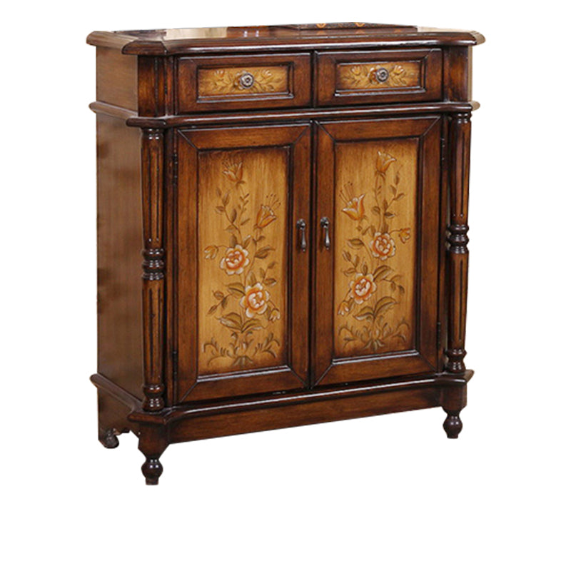 33.07" Tall Wood 2 - Drawer Cabinet 2 Door Accent Cabinet - Wood Brown Clearhalo 'Cabinets & Chests' 'cabinets_chests' 'furn' 'furn_cabinets_chests' 'Furniture' 'Living Room Furniture' 6433874