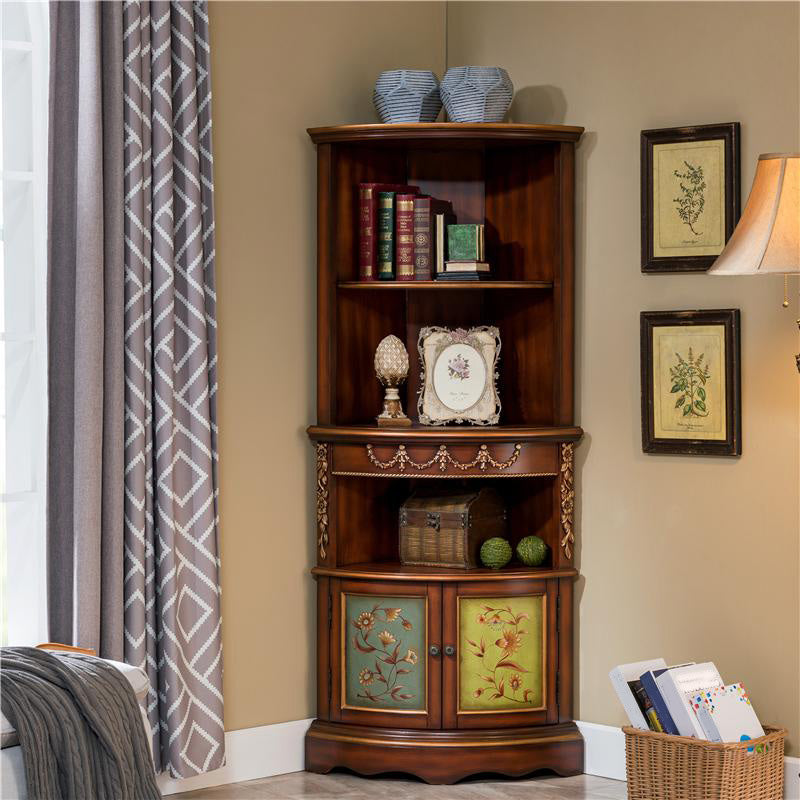 Triangular Wood Accent Cabinet Industrial 2 - Door Accent Cabinet Brown Clearhalo 'Cabinets & Chests' 'cabinets_chests' 'furn' 'furn_cabinets_chests' 'Furniture' 'Living Room Furniture' 6433909