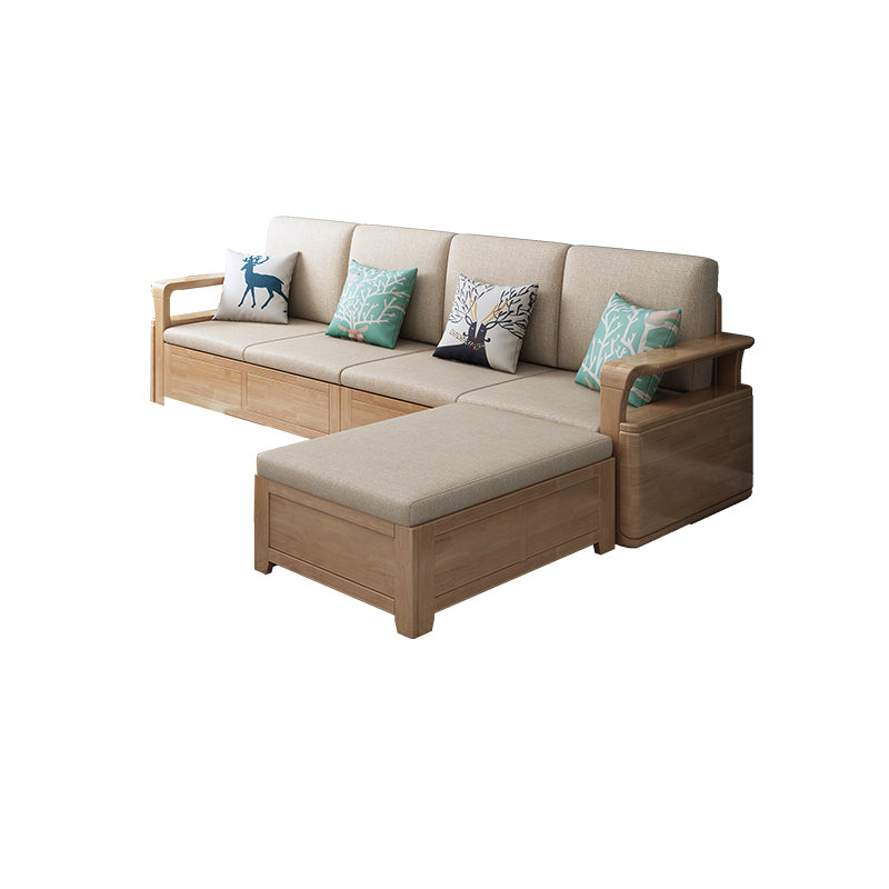 24 "H Scandinavo di divano sezionale in tessuto crema sezionale