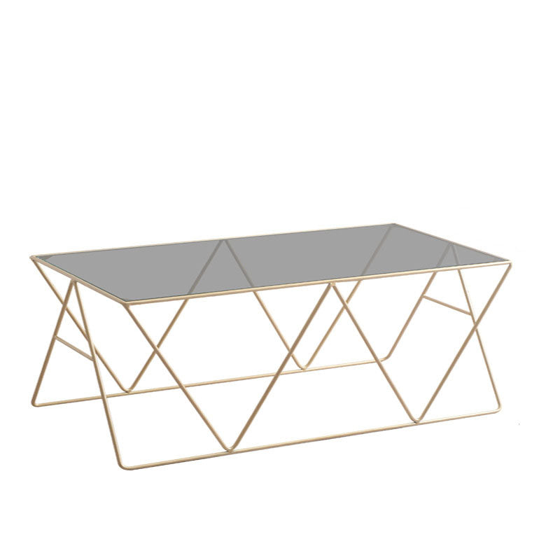 Frame Glass Top Coffee Table Modern Simple Clear Rectangular Cocktail Table