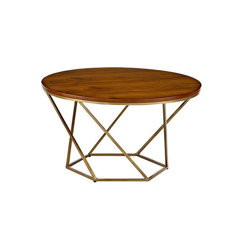 Table basse à cadre en bois rond moderne table de cocktail fini brune