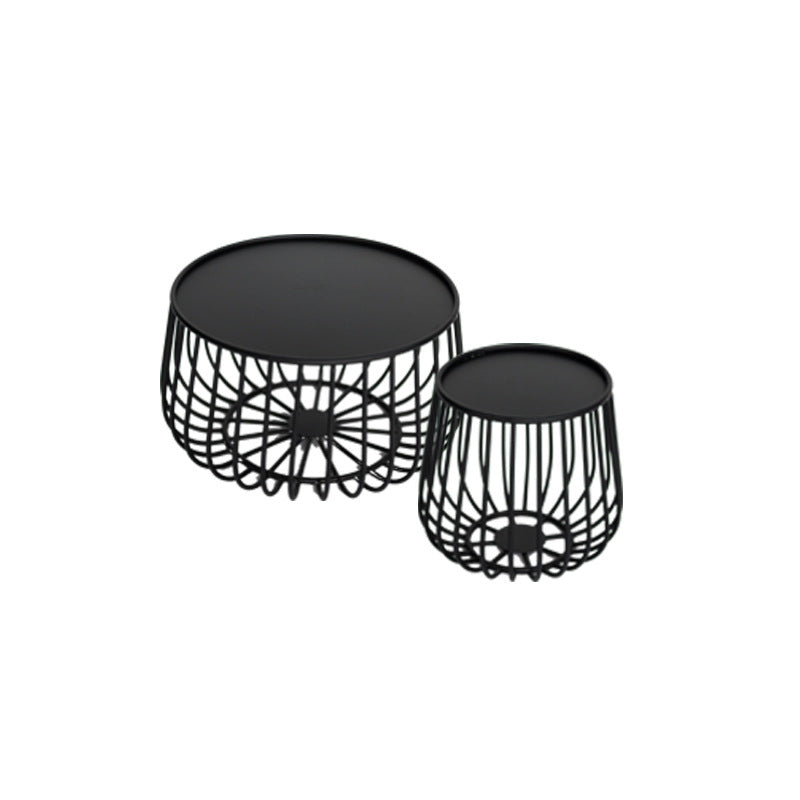 Tavolino in ferro top a vassoio rotondo tavolo da cocktail metel in nero