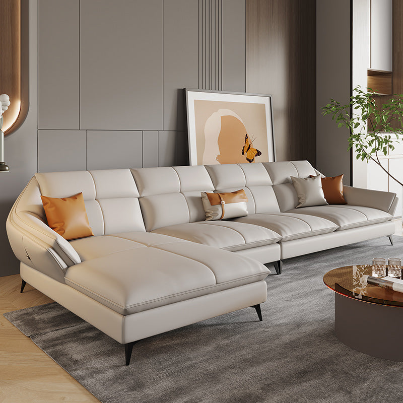 Divano scandinavo sezionale cuscinetti in pelle bianca sezionale