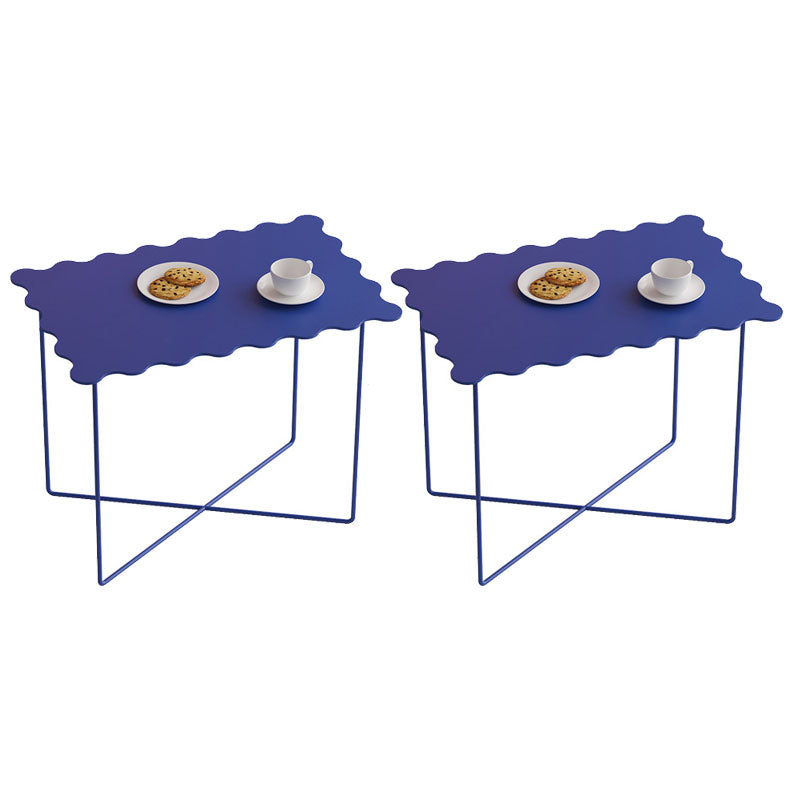 19.68 "背の高いクロス脚エンドテーブルメタリックブルーのアクセントサイドテーブル