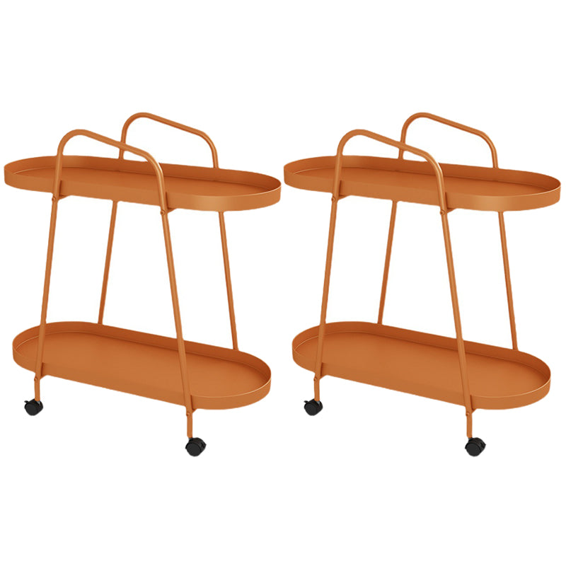 Oval 2-Tier End Table with Casters Mid-Century Modern Metal Side Table Orange 2 Clearhalo 'Coffee & Accent Tables' 'End & Side Tables' 'end_side_tables' 'furn' 'furn_end_side_tables' 'Furniture' 'Living Room Furniture' 6435147