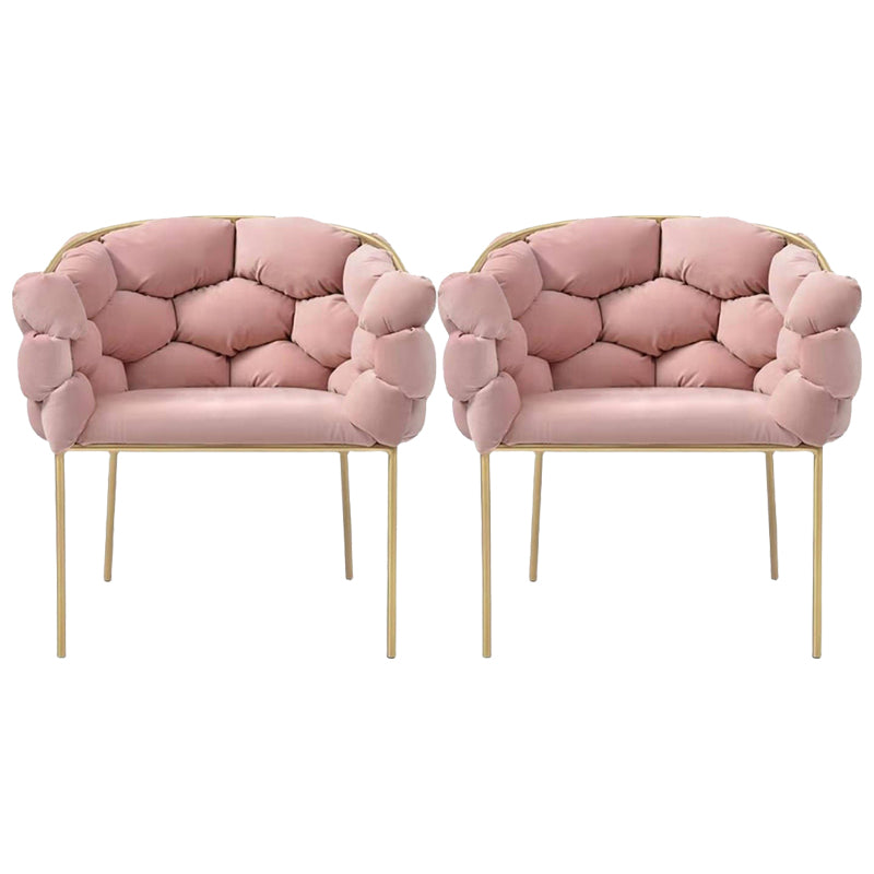 Sloped Arms Vanity Armchair Basic Four Leg Chair with Cushion Flannel Pink 2 Piece Set Clearhalo 'Accent Chairs' 'accent_chairs' 'Chairs & Seating' 'furn' 'furn_accent_chairs' 'Furniture' 'Living Room Furniture' 6435412