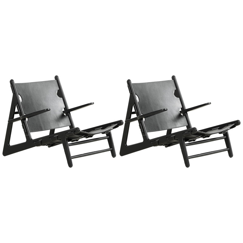 Reclining Lounge Chair Solid Wood Frame Chair for Living Room Black Leather 2 Piece Set Clearhalo 'Accent Chairs' 'accent_chairs' 'Chairs & Seating' 'furn' 'furn_accent_chairs' 'Furniture' 'Living Room Furniture' 6435626