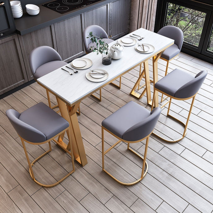 1/3/5/7 Pieces Bar Stool and Table Contemporary Bar Table Set 7 Pieces: Table, 6 Stools Clearhalo 'Bar Furniture' 'furn' 'furn_home_bar_bar_sets' 'Furniture' 'Home Bars & Bar Sets' 'home_bar_bar_sets' 'Kitchen & Dining Furniture' 6436452