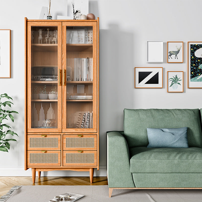 Moderni porte di vetro che esprimono un mobile in pino con porte per soggiorno