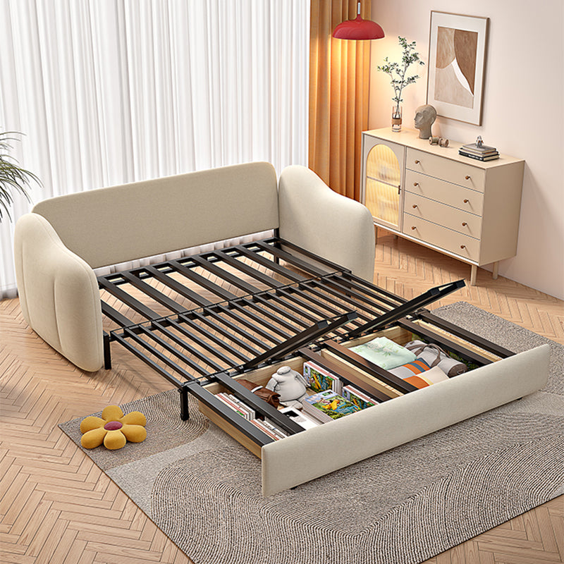 Beige Daybed metalen frame kinderen bed met matras en hoofdeinde