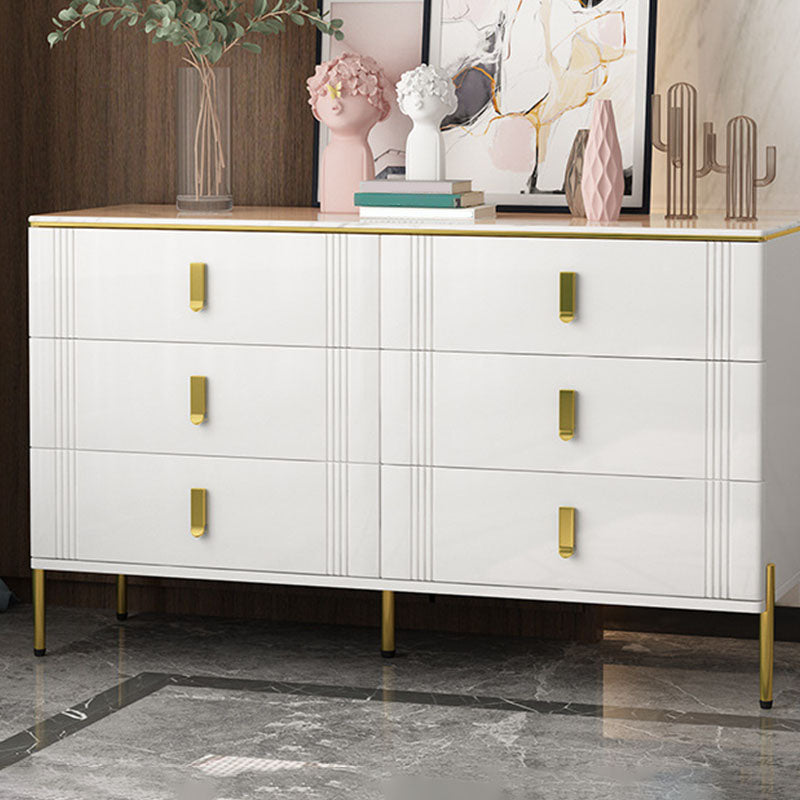 Glam Stone Storage torace bianco da 16 "petto da letto largo con cassetti