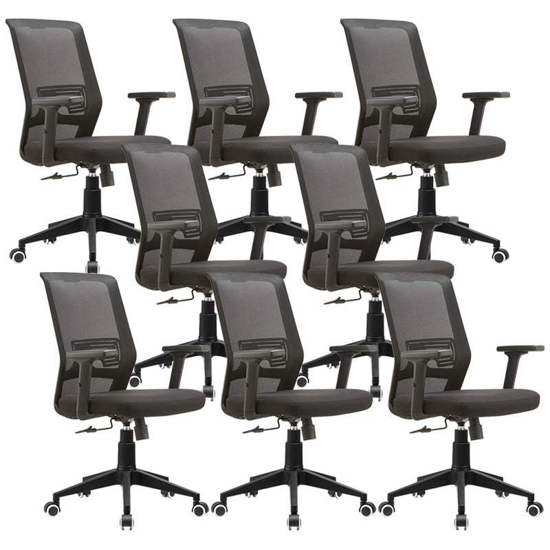 Modern Office Chair Adjustable Seat Height Black Desk Chair with Wheels 8 Piece Set Clearhalo 'furn' 'furn_office_chair' 'Furniture' 'Office Chairs' 'Office Furniture' 'office_chair' 6447408