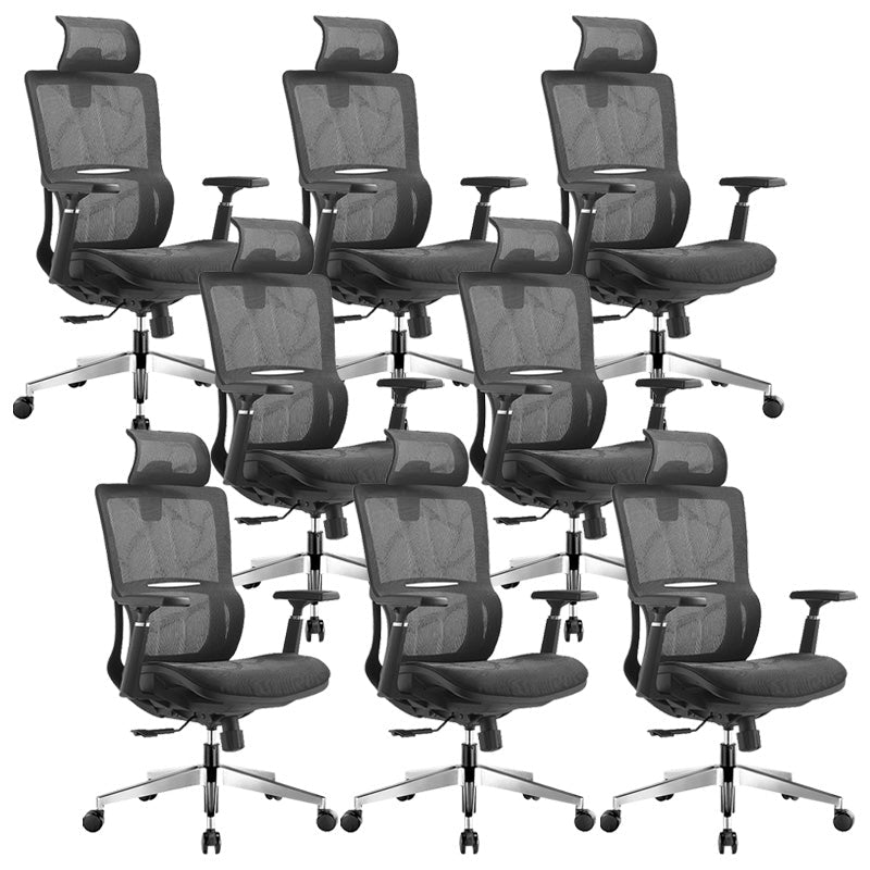 Modern Black Office Chair Adjustable Seat Height Desk Chair with Wheels 8 Piece Set Clearhalo 'furn' 'furn_office_chair' 'Furniture' 'Office Chairs' 'Office Furniture' 'office_chair' 6447463