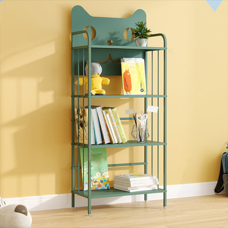 Scandinavian Standard Bookcase Metal Open Back Bookshelf with Shelves 23.6"L x 11"W x 55.1"H Green Clearhalo 'Bookcases' 'furn' 'furn_bookcases' 'Furniture' 'Office Furniture' 6447818