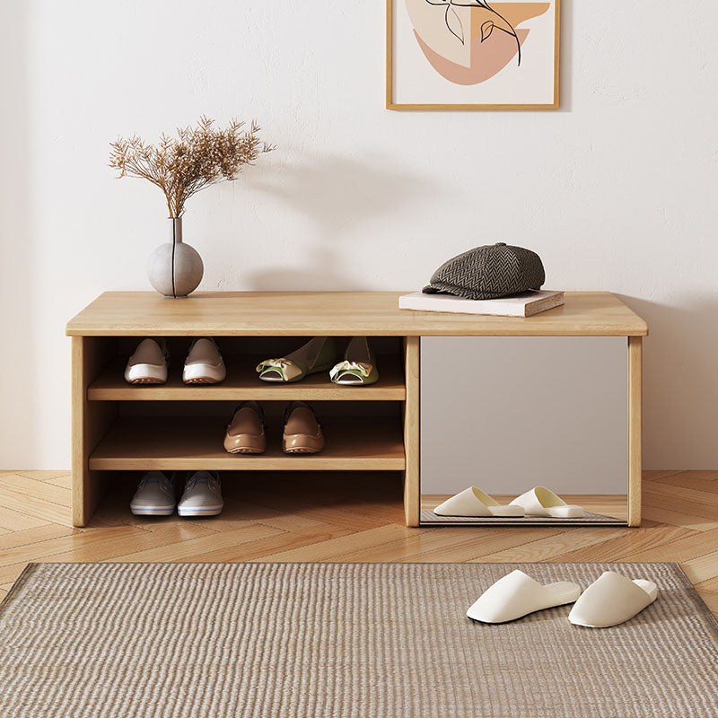 Modern Rubber Wood Bench Rectangle Home Storage Seating Bench with Legs Natural Clearhalo 'Benches' 'Chairs & Seating' 'furn' 'furn_benches' 'Furniture' 'Living Room Furniture' 6447926