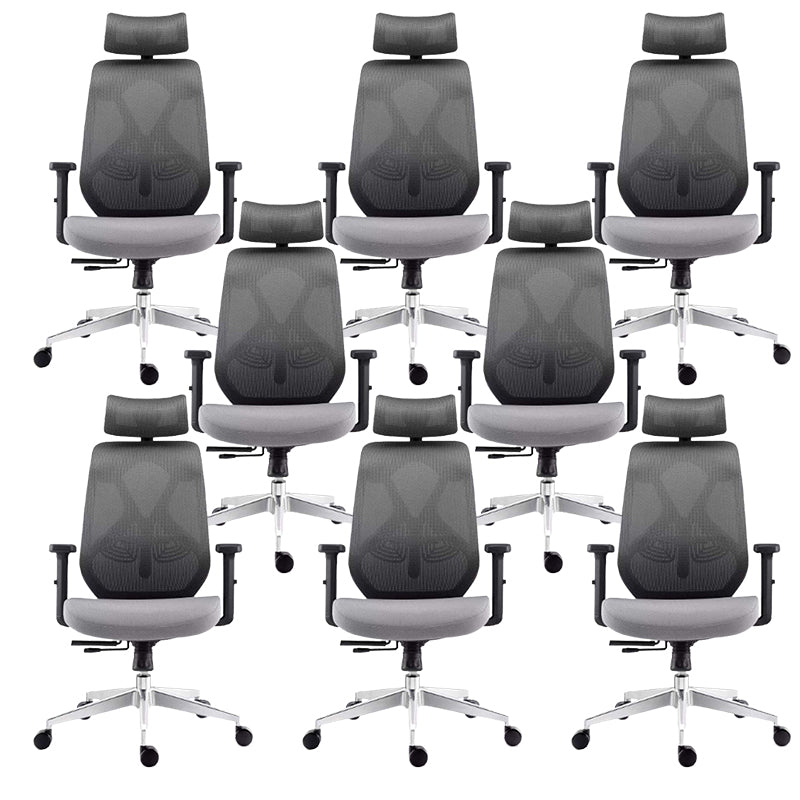 Modern Desk Chair Mesh Swivel Office Chair High-Back Chair with Wheels 8 Piece Set Black Clearhalo 'furn' 'furn_office_chair' 'Furniture' 'Office Chairs' 'Office Furniture' 'office_chair' 6447975