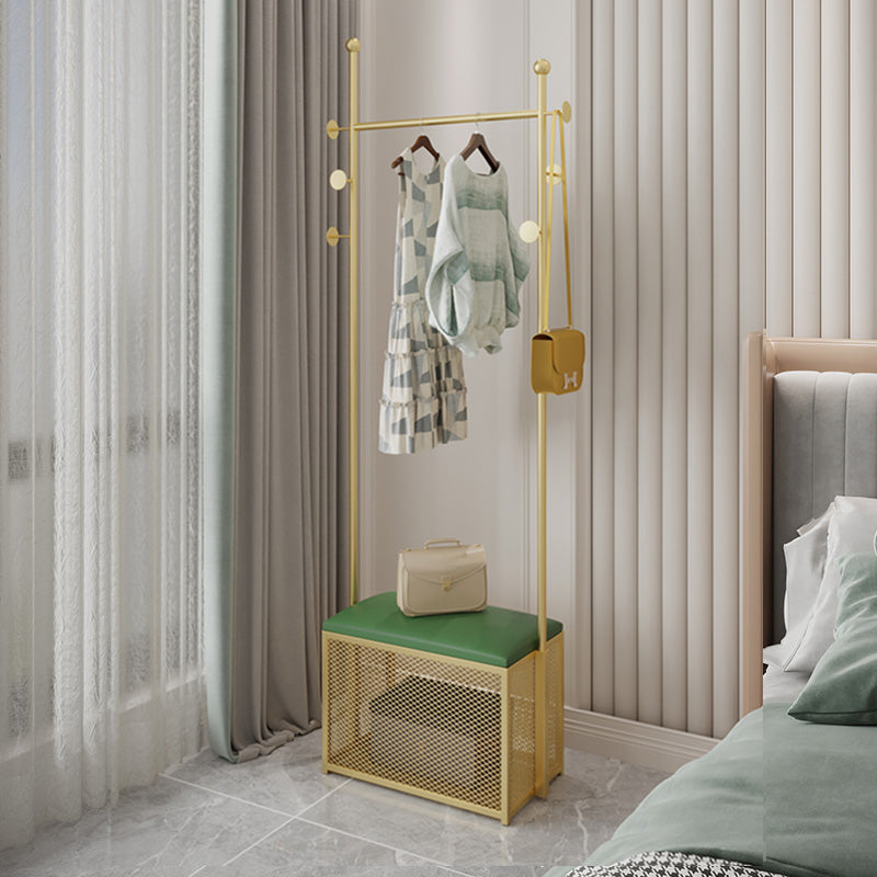 Luxury Coat Rack Metallic Free Standing Hooks Design Coat Rack with Pad Gold-Green Clearhalo 'Entry & Mudroom Furniture' 'furn' 'furn_hall_tree_coat_racks' 'Furniture' 'Hall Trees & Coat Racks' 'hall_tree_coat_racks' 6448034