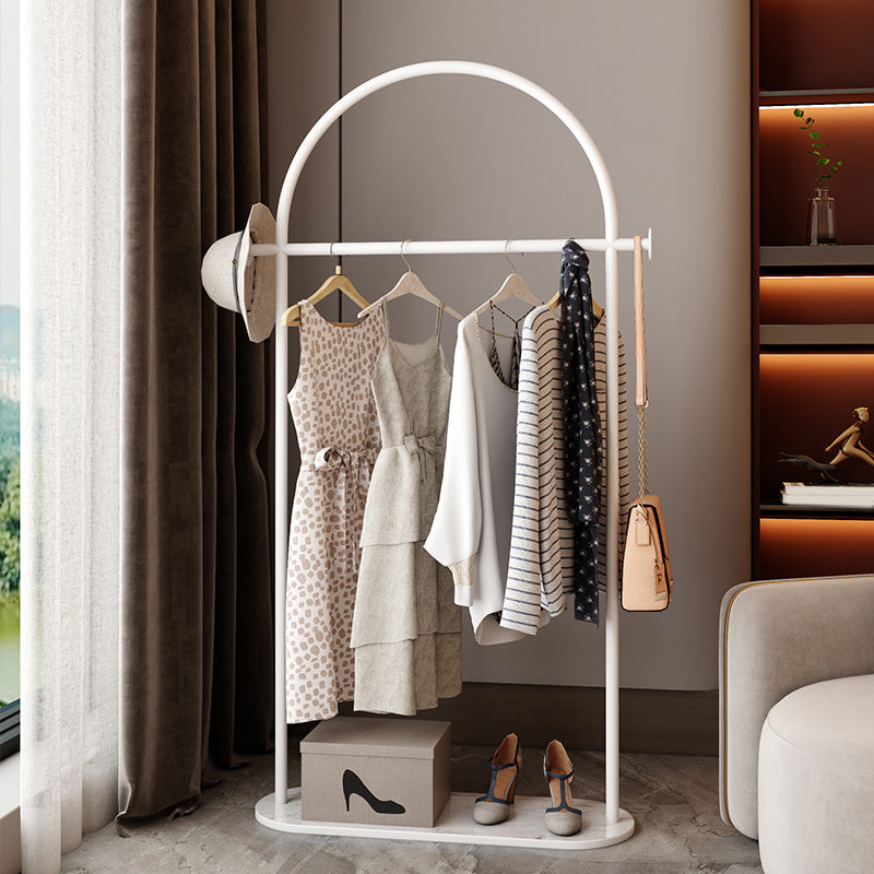 Modern Coat Rack Double Coat Hooks Metal Coat Rack with Marble Bottom 28"L x 13"W x 67"H White Clearhalo 'Entry & Mudroom Furniture' 'furn' 'furn_hall_tree_coat_racks' 'Furniture' 'Hall Trees & Coat Racks' 'hall_tree_coat_racks' 6448074