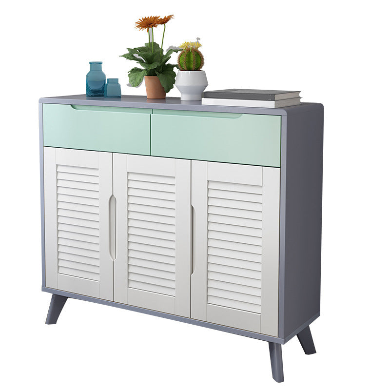 39.37" Tall Gold/Gray Accent Cabinet Rubberwood Cabinet with Drawers 47"L x 14"W x 39"H Grey Clearhalo 'Cabinets & Chests' 'cabinets_chests' 'furn' 'furn_cabinets_chests' 'Furniture' 'Living Room Furniture' 6449395