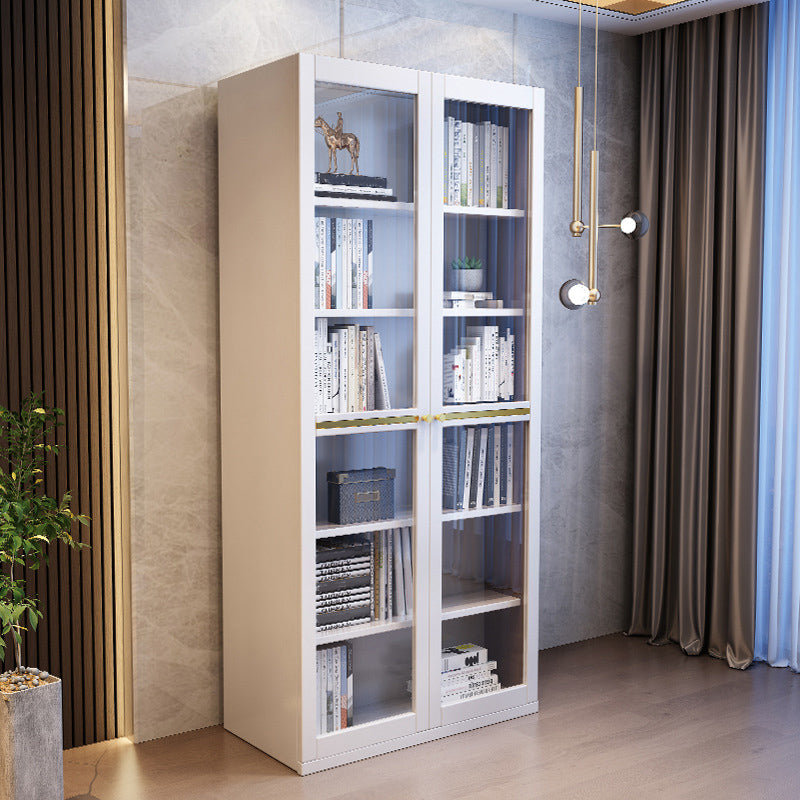 Glass Door Accent Cabinet Rubberwood Cabinet with 2 Doors and 5 Shelves White Clearhalo 'Cabinets & Chests' 'cabinets_chests' 'furn' 'furn_cabinets_chests' 'Furniture' 'Living Room Furniture' 6449476