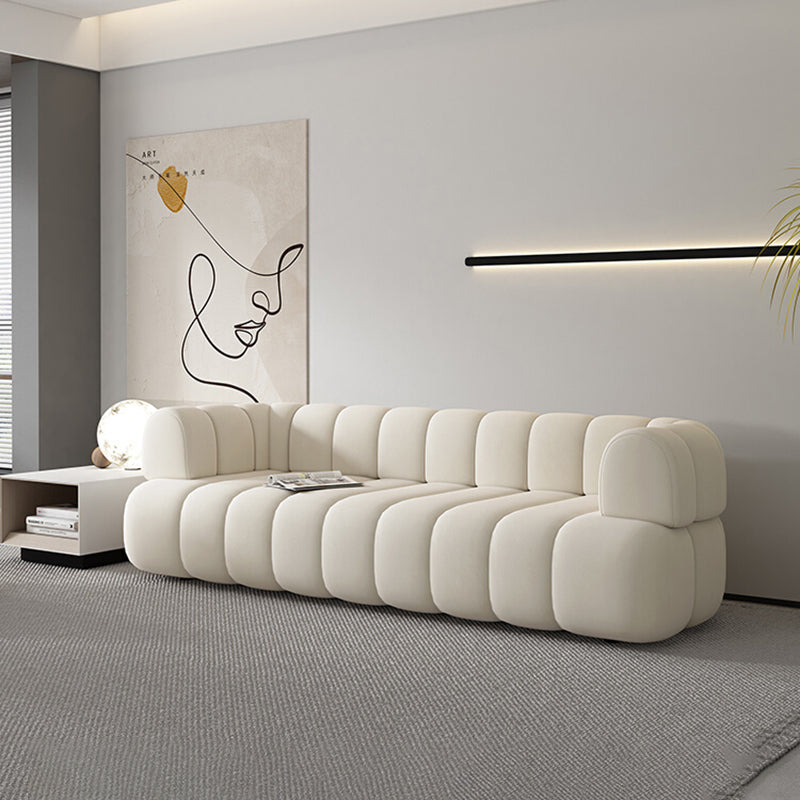 White Contemporary Seating Tuxedo Arm Sofa Sewn Pillow Back for Living Room