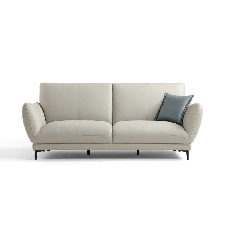 ライトグレーとブルーグレーの座席クッション標準フェイクレザーソファ