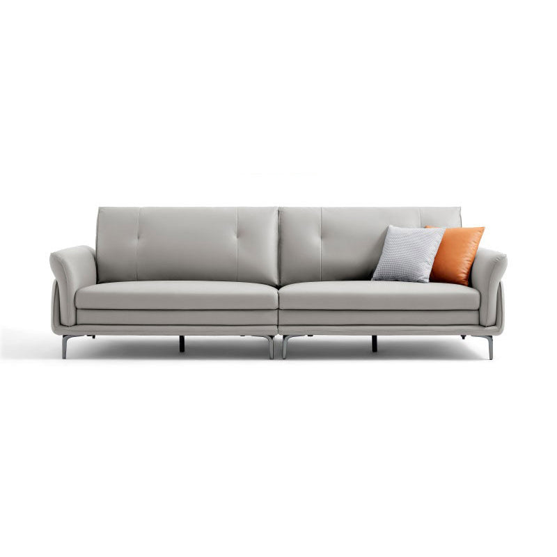 Faux Leder Standard Sofa Flared Arm Loveseat in Grau und Blau